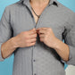 Indian Needle Men's Woven Design Casual Shirt - Light-Grey | Swadesiicart