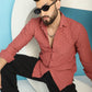 Indian Needle Men's Woven Design Casual Shirt - Peach | Swadesiicart