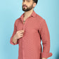 Indian Needle Men's Woven Design Casual Shirt - Peach | Swadesiicart