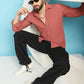 Indian Needle Men's Woven Design Casual Shirt - Peach | Swadesiicart