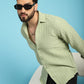 Indian Needle Men's Woven Design Casual Shirt - Pista | Swadesiicart