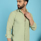 Indian Needle Men's Woven Design Casual Shirt - Pista | Swadesiicart
