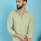 Indian Needle Men's Woven Design Casual Shirt - Pista | Swadesiicart
