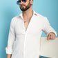 Indian Needle Men's Woven Design Casual Shirt - White | Swadesiicart