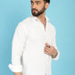 Indian Needle Men's Woven Design Casual Shirt - White | Swadesiicart