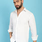 Indian Needle Men's Woven Design Casual Shirt - White | Swadesiicart