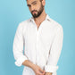 Indian Needle Men's Woven Design Casual Shirt - White | Swadesiicart