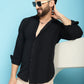 Indian Needle Men's Self Design Casual Shirt - Black | Swadesiicart