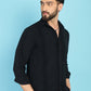 Indian Needle Men's Self Design Casual Shirt - Black | Swadesiicart