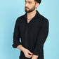 Indian Needle Men's Self Design Casual Shirt - Black | Swadesiicart