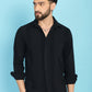 Indian Needle Men's Self Design Casual Shirt - Black | Swadesiicart