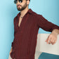 Indian Needle Men's Self Design Casual Shirt - Brown | Swadesiicart