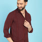 Indian Needle Men's Self Design Casual Shirt - Brown | Swadesiicart
