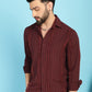 Indian Needle Men's Self Design Casual Shirt - Brown | Swadesiicart