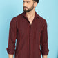 Indian Needle Men's Self Design Casual Shirt - Brown | Swadesiicart