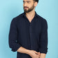 Indian Needle Men's Self Design Casual Shirt - Navy Blue | Swadesiicart