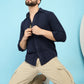 Indian Needle Men's Self Design Casual Shirt - Navy Blue | Swadesiicart