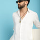 Indian Needle Men's Self Design Casual Shirt - White | Swadesiicart