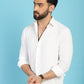 Indian Needle Men's Self Design Casual Shirt - White | Swadesiicart