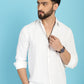 Indian Needle Men's Self Design Casual Shirt - White | Swadesiicart