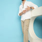 Indian Needle Men's Self Design Casual Shirt - White | Swadesiicart