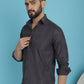 Indian Needle Men's Charcoal Grey Checked Casual Shirt | Swadesiicart