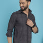 Indian Needle Men's Charcoal Grey Checked Casual Shirt | Swadesiicart