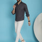 Indian Needle Men's Charcoal Grey Checked Casual Shirt | Swadesiicart