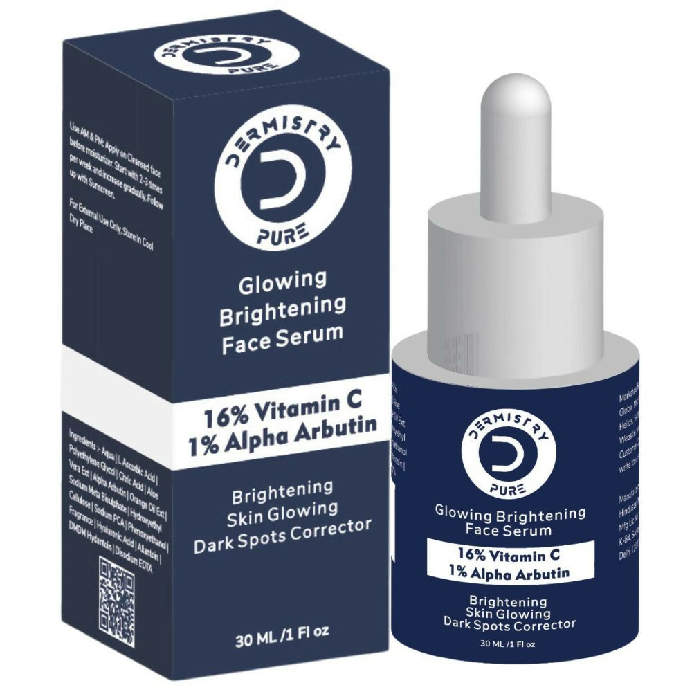 Dermistry Pure 16% Vitamin C 1% Alpha Arbutin Skin Light Bright Glowing Spot Corrector Face Serum - Swadesiicart