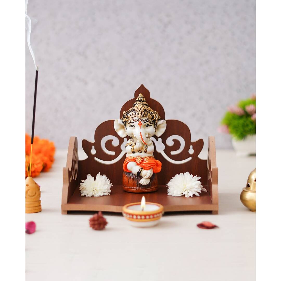 eCraftIndia Brown Decorative Beautiful Wooden Pooja Temple | Swadesiicart
