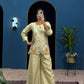 Teeya Creation Cream Color Shimmer Silk Embroidery Work Fully Stitched Co-Ord Set - Swadesiicart
