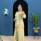 Teeya Creation Cream Color Shimmer Silk Embroidery Work Fully Stitched Co-Ord Set - Swadesiicart