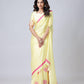 Teeya Creation Light Yellow Color Japan Satin Silk Digital Print Ready To Wear Saree | Swadesiicart