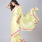 Teeya Creation Light Yellow Color Japan Satin Silk Digital Print Ready To Wear Saree | Swadesiicart