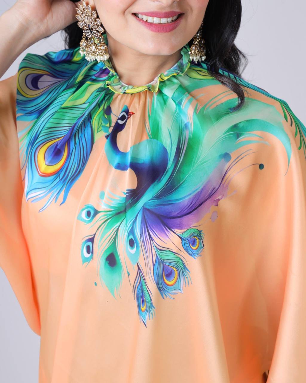 Teeya Creation Orange Color Japan Satin Silk Digital Print Ready To Wear Saree | Swadesiicart
