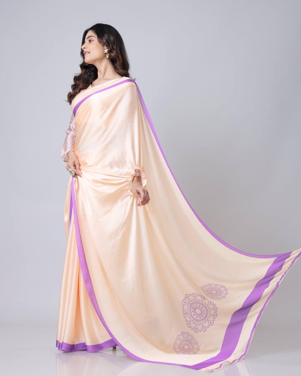 Teeya Creation each Color Japan Satin Silk Digital Print Ready To Wear Saree | Swadesiicart
