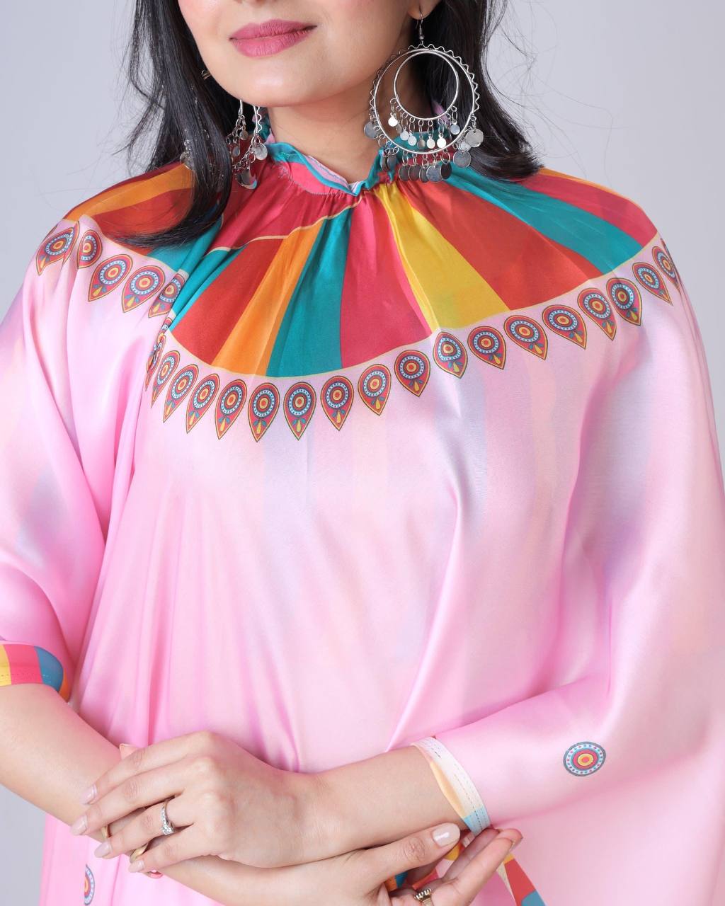 Teeya Creation Pink Color Japan Satin Silk Digital Print Ready To Wear Saree | Swadesiicart
