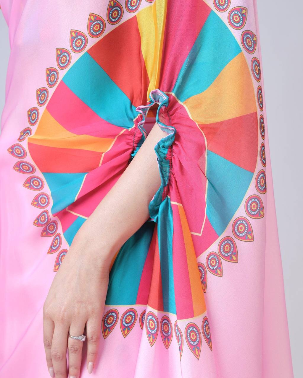 Teeya Creation Pink Color Japan Satin Silk Digital Print Ready To Wear Saree | Swadesiicart