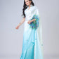 Teeya Creation Sky Color Japan Satin Silk Digital Print Ready To Wear Saree | Swadesiicart