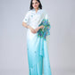 Teeya Creation Sky Color Japan Satin Silk Digital Print Ready To Wear Saree | Swadesiicart