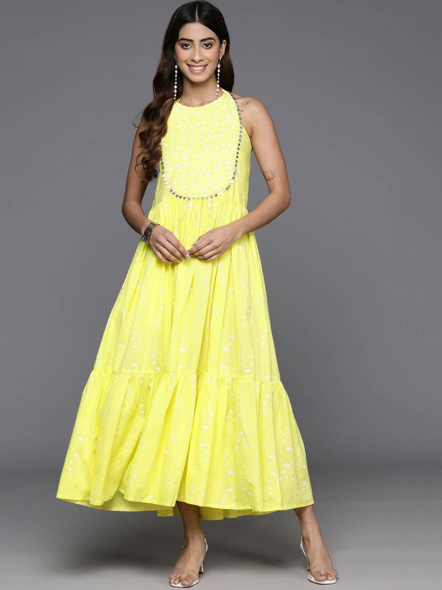 Ahalyaa Women's Traditional wear Dress - Yellow | Swadesiicart