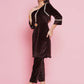 Joban Fashion Brown Mirrior Work Velvet Coord Set - Swadesiicart