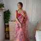 Vamsee Peach Organza Saree - Swadesiicart