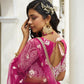 Aastha Fashion Dark Pink Butterfly Net White Cotton Thread Work And Sequence Work Embroidery Wedding Wear Lehenga Choli