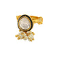 Kundan Ring with Pearls (Gold) - Ruby Raang | Swadesiicart