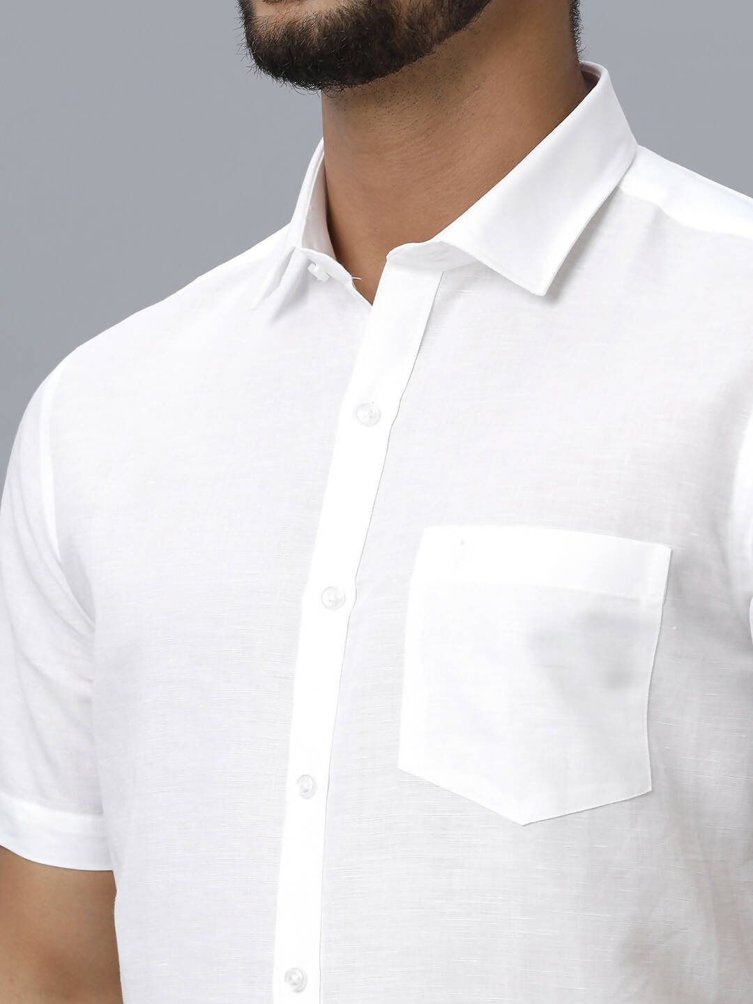Ramraj Cotton Mens Half Sleeve Formal 100 % Cotton White Shirt | Swadesiicart