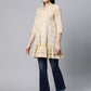 Ahalyaa Beige Cotton Gold Printed Tunic | Swadesiicart