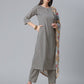 Ahalyaa Black & White Digital Print Crepe Kurta and Pant With Dupatta Set | Swadesiicart