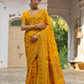 Vishnu Weaves Women's Mustard Yellow Silk Woven Saree with Blouse - Swadesiicart