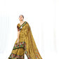 Beige Chanderi Cotton Floral Printed Saree With Unstitched Blouse Piece - Kathika